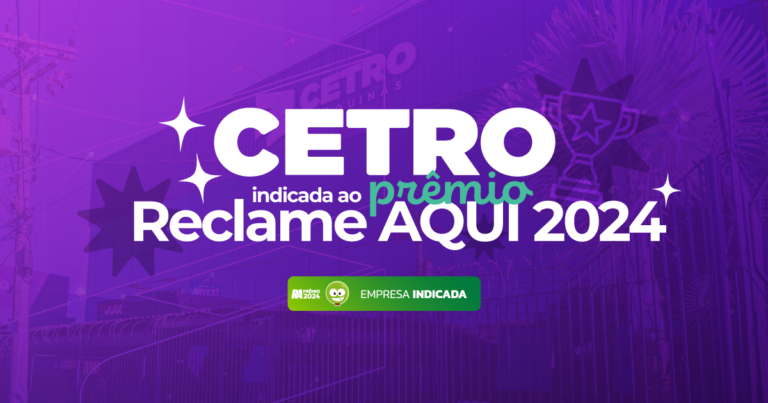 Arte que faz referência a Cetro participando do Prêmio Reclame AQUI 2024.