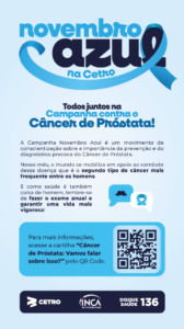 Cartão informativo sobre o Novembro Azul.