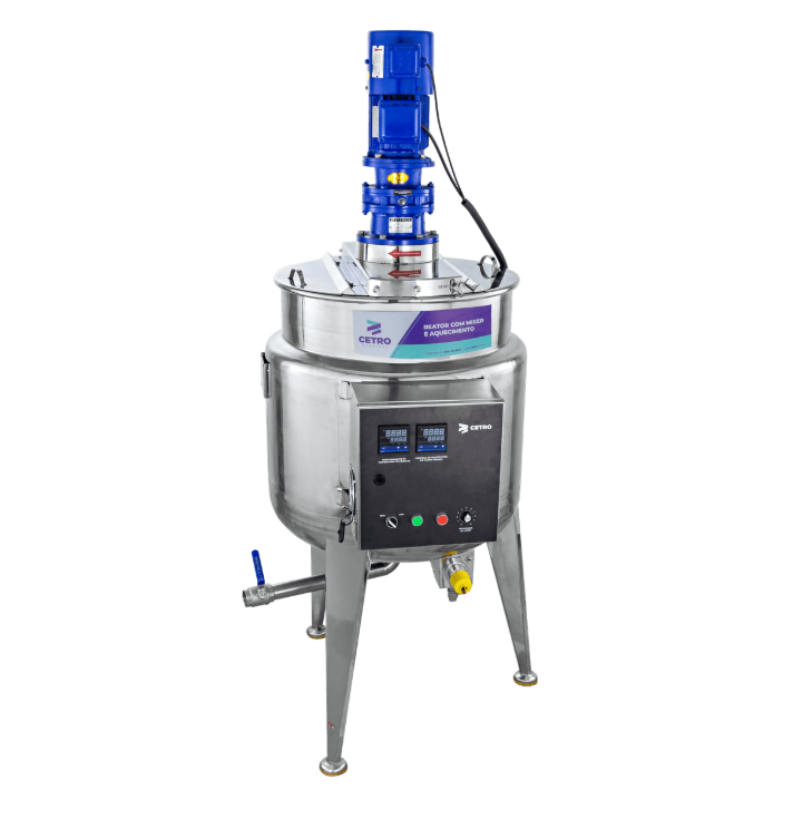 Fotografias de um Reator com Mixer, Dosadora, uma Empacotadora e uma Seladora a Vácuo da Cetro, ideias para produtos lácteos.