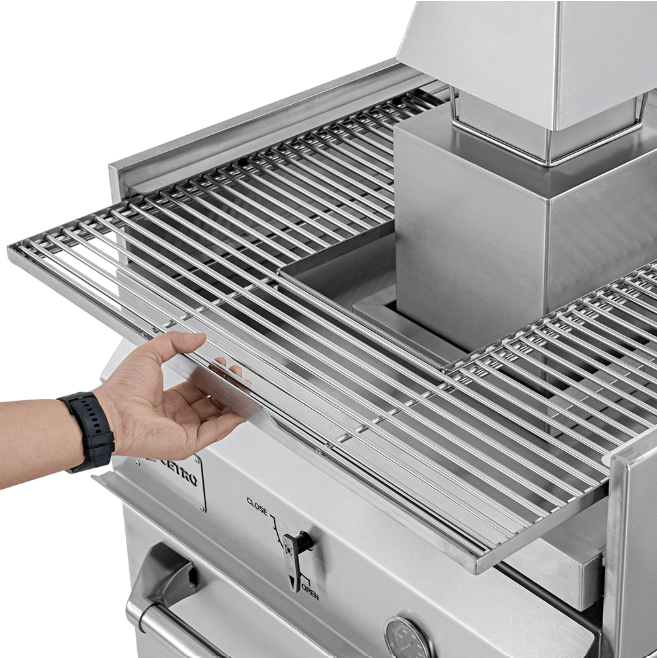 Fotografias do Forno a Carvão Suprême com Estação de Aquecimento Superior em Inox 430.