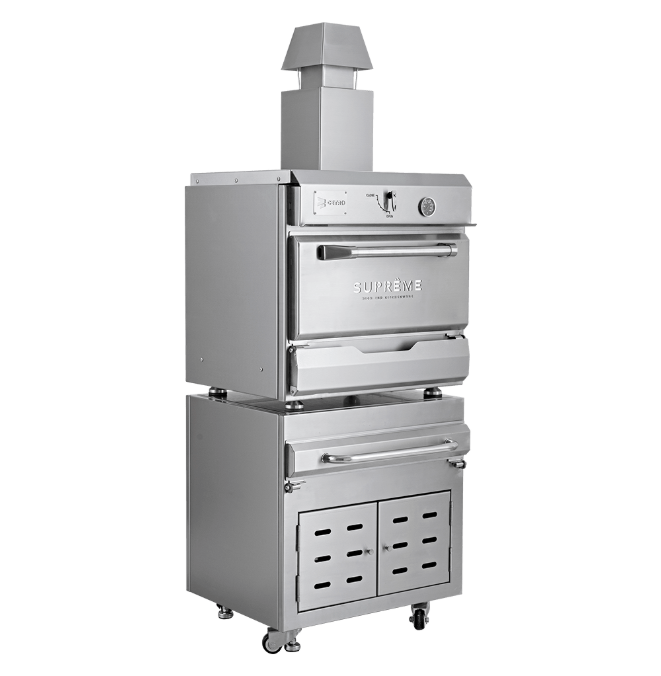 Fotografias do Forno a Carvão Suprême com Gabinete Móvel em Inox 430.