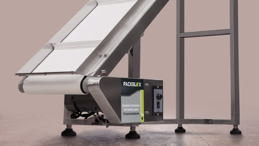 Imagens da Esteira Coletora de Produtos da Packblox.