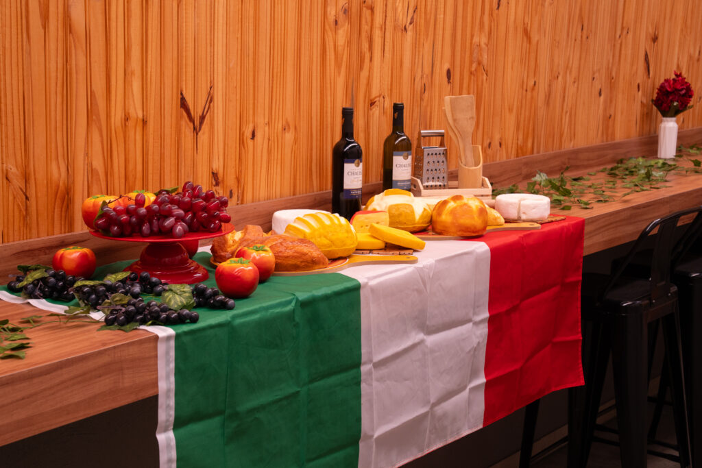 Fotografias das decorações do Almoço Italiano da Cetro.