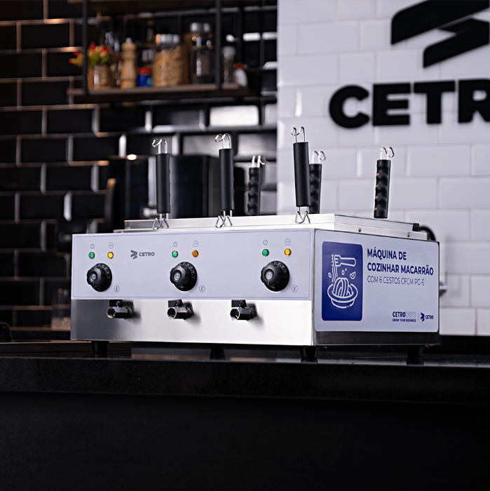 Fotografias da Máquina de Cozinhar Macarrão com 6 Cestos da Cetro.