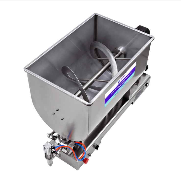 Fotografias da Envasadora de Pastosos com Mixer CSFM P-1000 M da Cetro, representando máquinas para sorveteria.