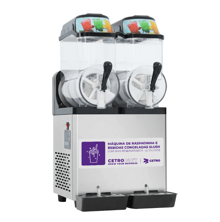 Fotografias da Máquina de Raspadinha e Bebidas Congeladas Slush da Ceto, representando máquinas para sorveteria.