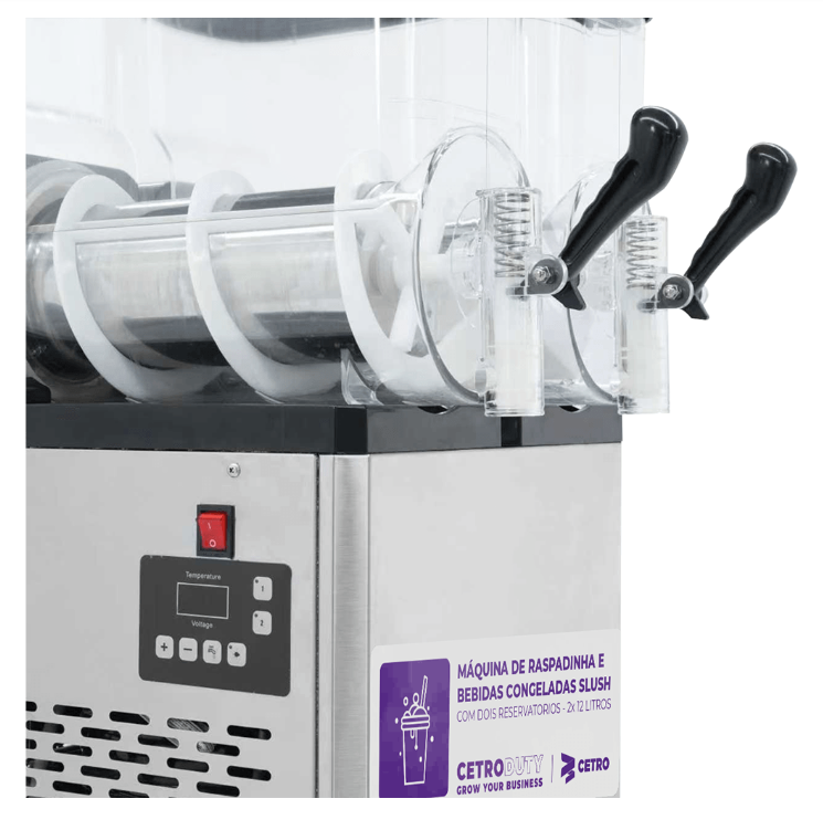 Fotografias da Máquina de Raspadinha e Bebidas Congeladas Slush da Ceto, representando máquinas para sorveteria.