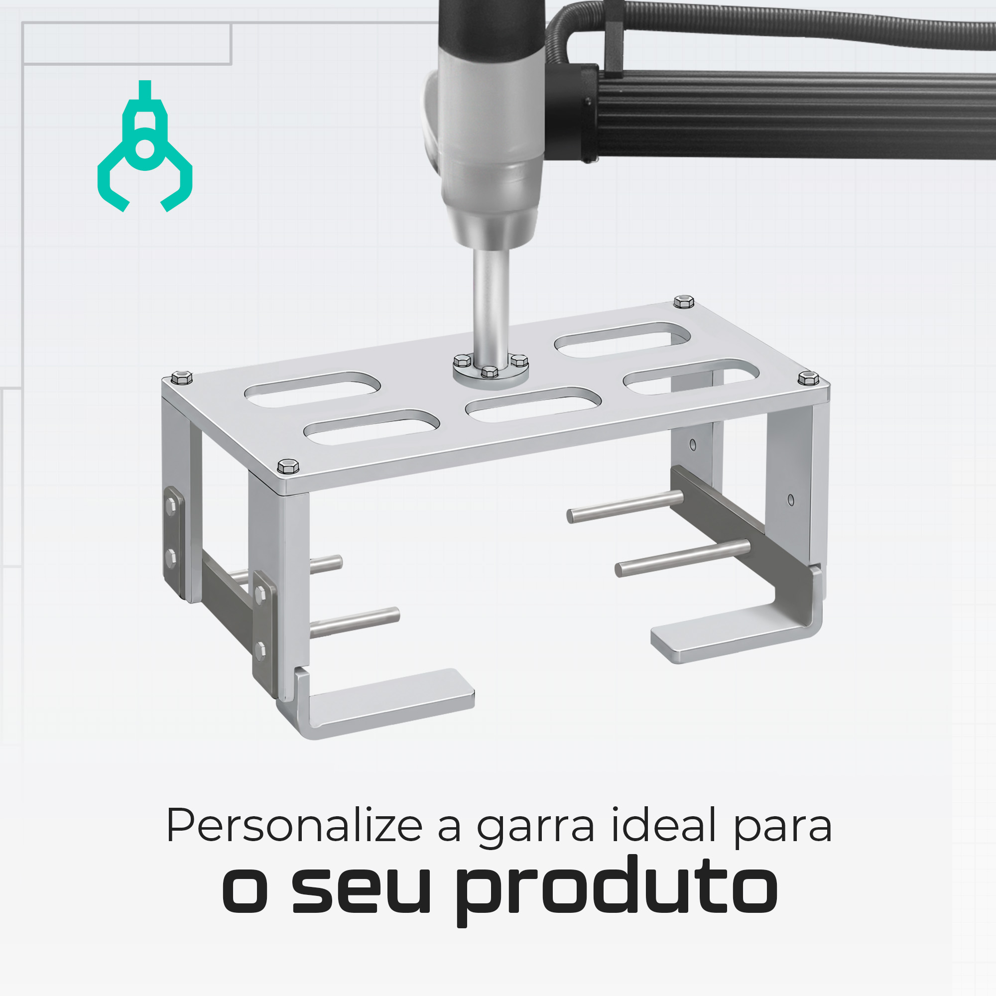 Artes das diferentes garras que podem ser adquiridas para customizar o Robô Paletizador Colaborativo da CetroX.